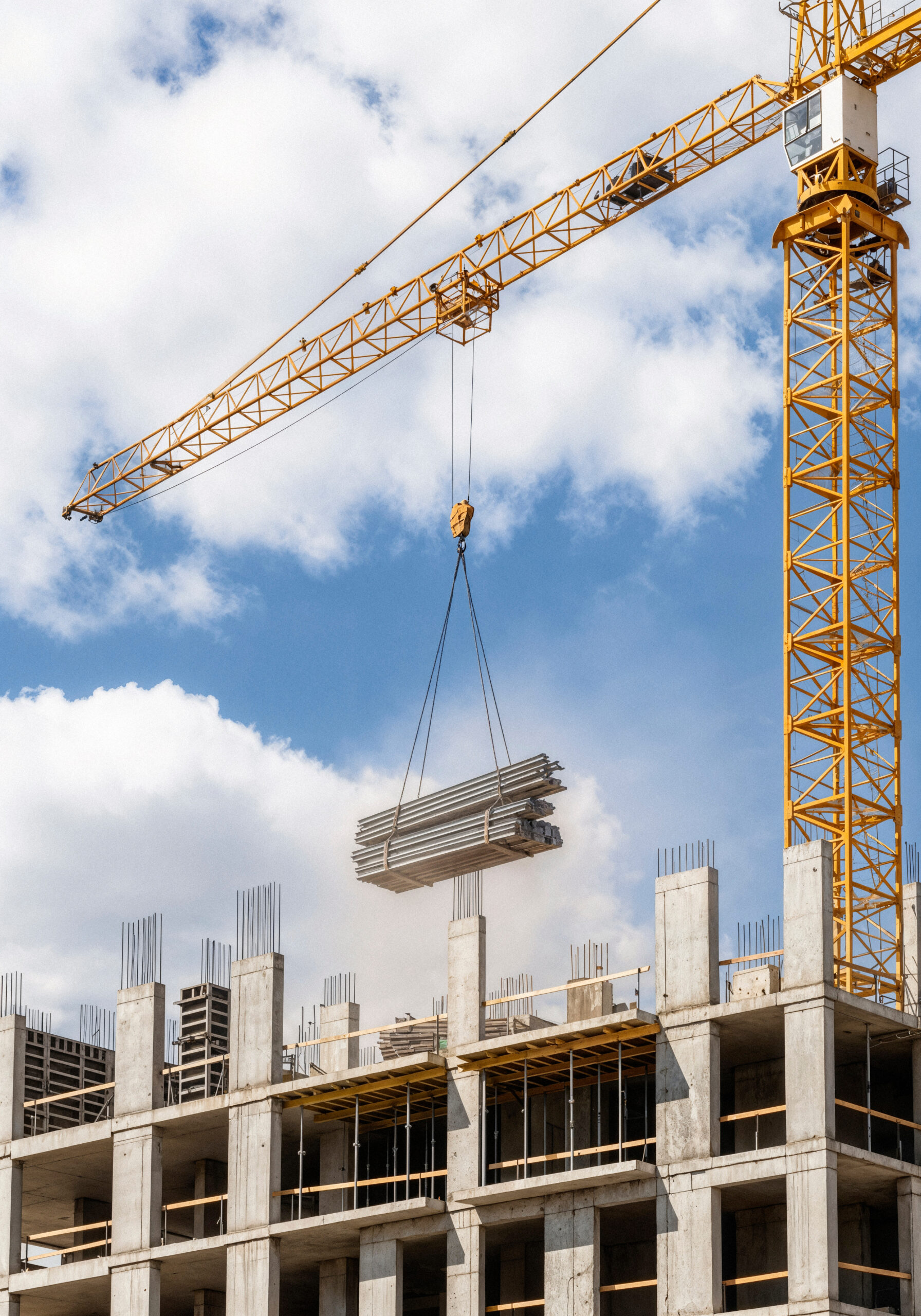 Construction site with tower crane